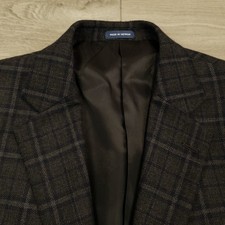 Stafford Merino Wool Sport Coat Mens 42S Classic Fit Windowpane Plaid Two Button