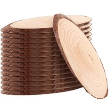15 PCS Oval Natural Wood Slices, 7.8 x 4.7inch Unfinished Natural Wood Pieces...
