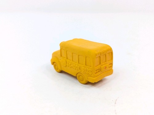 1980's School Bus Yellow Rubber Eraser Pencil Topper 1-3/4" x 5/8" x 3/4" - Picture 18 of 24