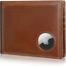 Mens Wallet with Airtag Holder,Genuine Leather Bifold Wallets for Men RFID Block