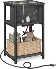 Side Table W/ Charging Station 3-Tier End Table W/ USB Ports  Outlets