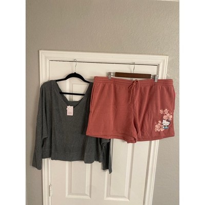 XXL Lounge Set Bundle: Auden Ribbed Sleep Top & Hello Kitty Hibiscus Shorts