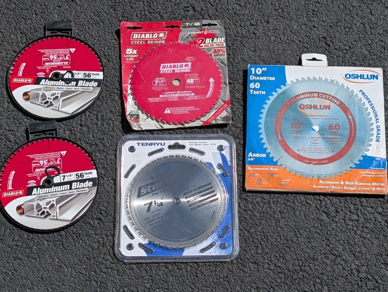 6 Circular Saw Blades 7 1/4" and 10" Aluminum and Steel cutting