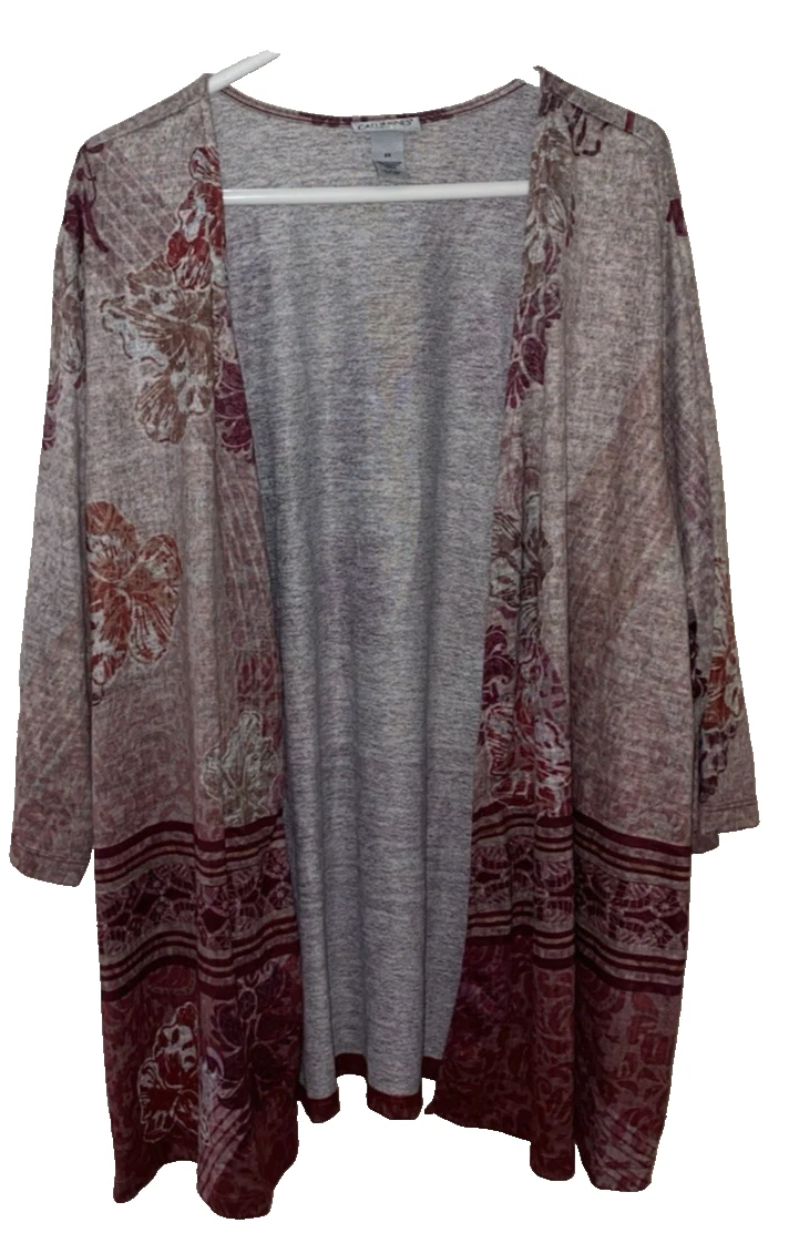 Davi &amp; Dani Maglione Donna Taglie Forti - Morbido Felpato Rosa Talpa Con Fiori E Tasche - 1XL 2XL 3XL