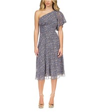 Michael Kors Womens Floral One Shoulder Midi Dress