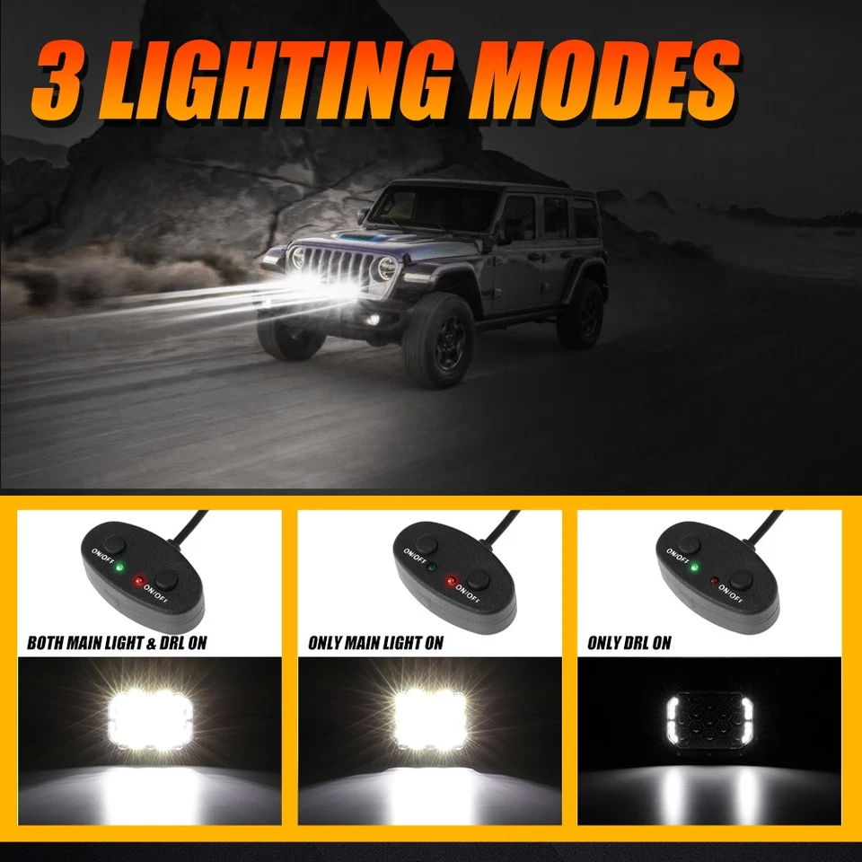 AUXBEAM 7 pulgadas LED barra de luces de trabajo luz antiniebla de conducción blanca + DRL para Ford todoterreno Foto 2 de 4