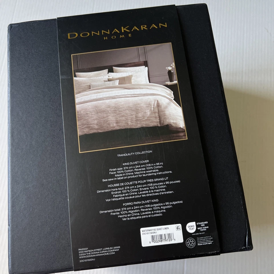 Donna Karan Tranquility Waterway King Duvet Cover Linen 100% Cotton NWOT - Image 3 of 4