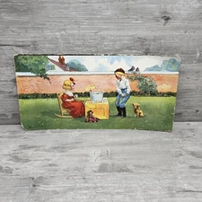 Antique Chromolithograph Embossed Bernhardt Wall 1906 J Fox 8" X 16"