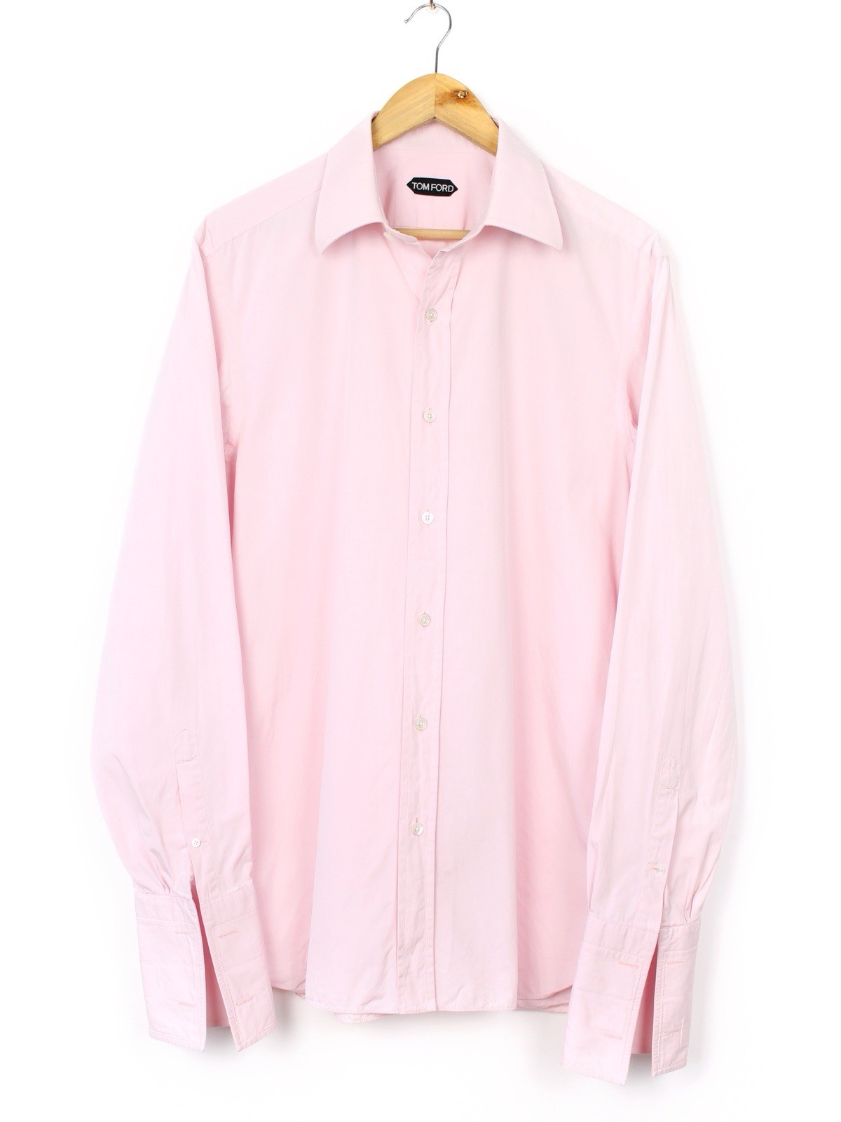 Tom Ford Button Cuffed Cotton Pink Shirt, Size 42/16.5
