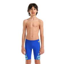 Image of Arena Boys Print Swim Jammer - Neon Blue/Yellow Multi