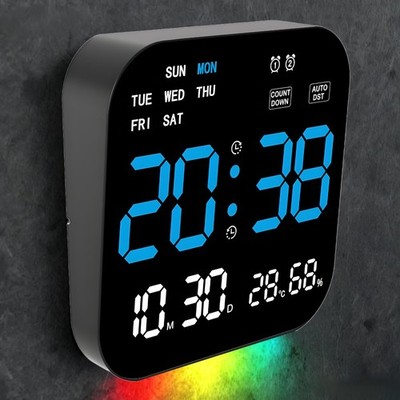 JTAIMAX Large Digital Wall Clock with Date,Timer, Dimmer, Temperature,Humidit...
