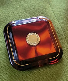 Lucite Tortoise Shell Double Mirror Compact 1950s Vintage Unsigned