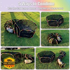 Orjiadian Outdoor Cat Enclosure Playpen Tunnel Rainbow Tent Portable
