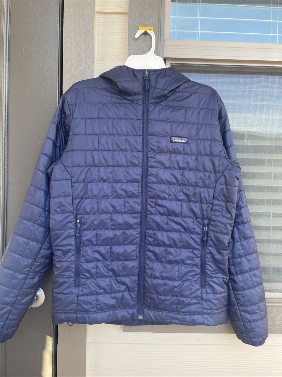 Patagonia Men's Nano Puff Hoody Jacket MEDIUM Navy Blue Puffer