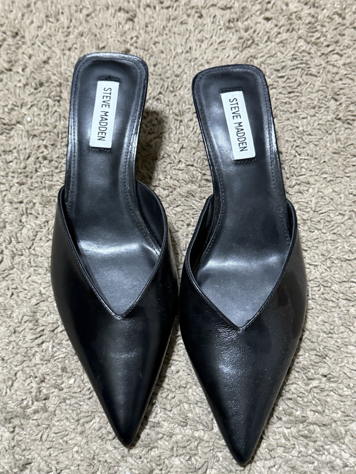 Women’s Steve Madden Heels Size 8.5 Black Leather Upper ASIS READ DESCRIPTION