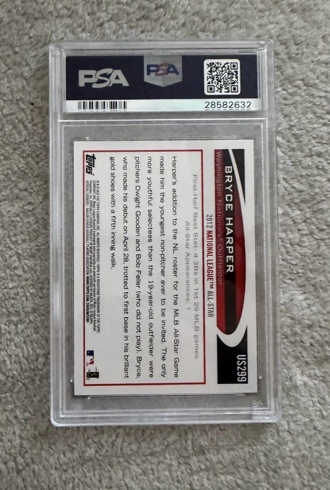 Actualización Topps 2012 #US299 Bryce Harper Batting Phillies radiocontrol novato PSA 10 GEMA COMO NUEVO Foto 2 de 2