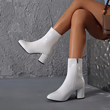 Women's Autumn-Winter Pointed Toe Chunky Heel Ultra High Heel Ankle Boots 5.5
