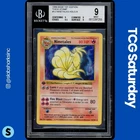 1999 POKEMON BASE SET 1ST ED SHADOWLESS THICK STAMP #12/102 NINETALES HOLO BGS 9