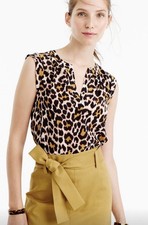 JCrew Cuffed Sleeve Top Leopard Print
