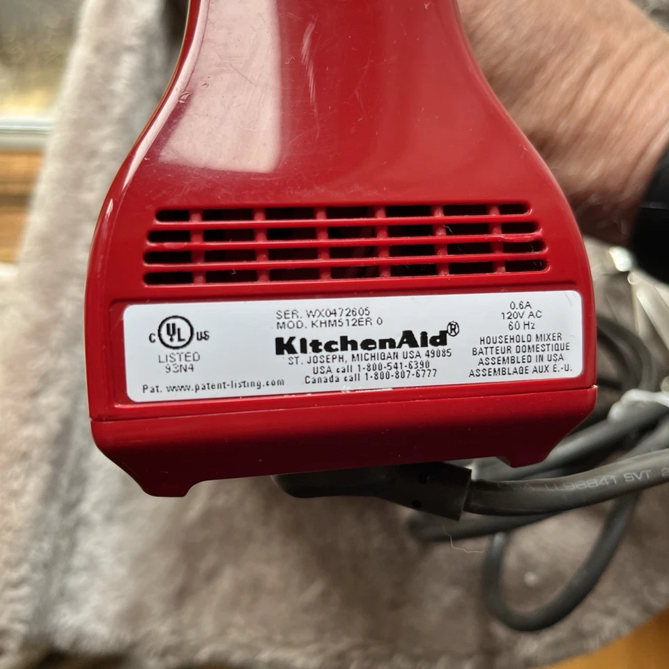 Batidora de mano ultra potente KitchenAid 5 velocidades KHM5DHWH2 versión roja probada Foto 3 de 4