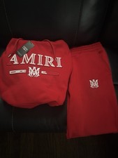 Amiri Men's Hoodie Sweatshirt White/Red, Size L Fits Like A Medium
