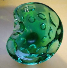 Murano glass bowl large blue bubble vintage  Italian