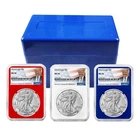 2024 $1 American Silver Eagle 3pc Set NGC MS70 Trump Label Red White Blue