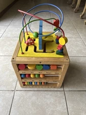 Montessori Style Kids Cube Toy – Bead Maze, Shape Sorter, Colors, Counting.