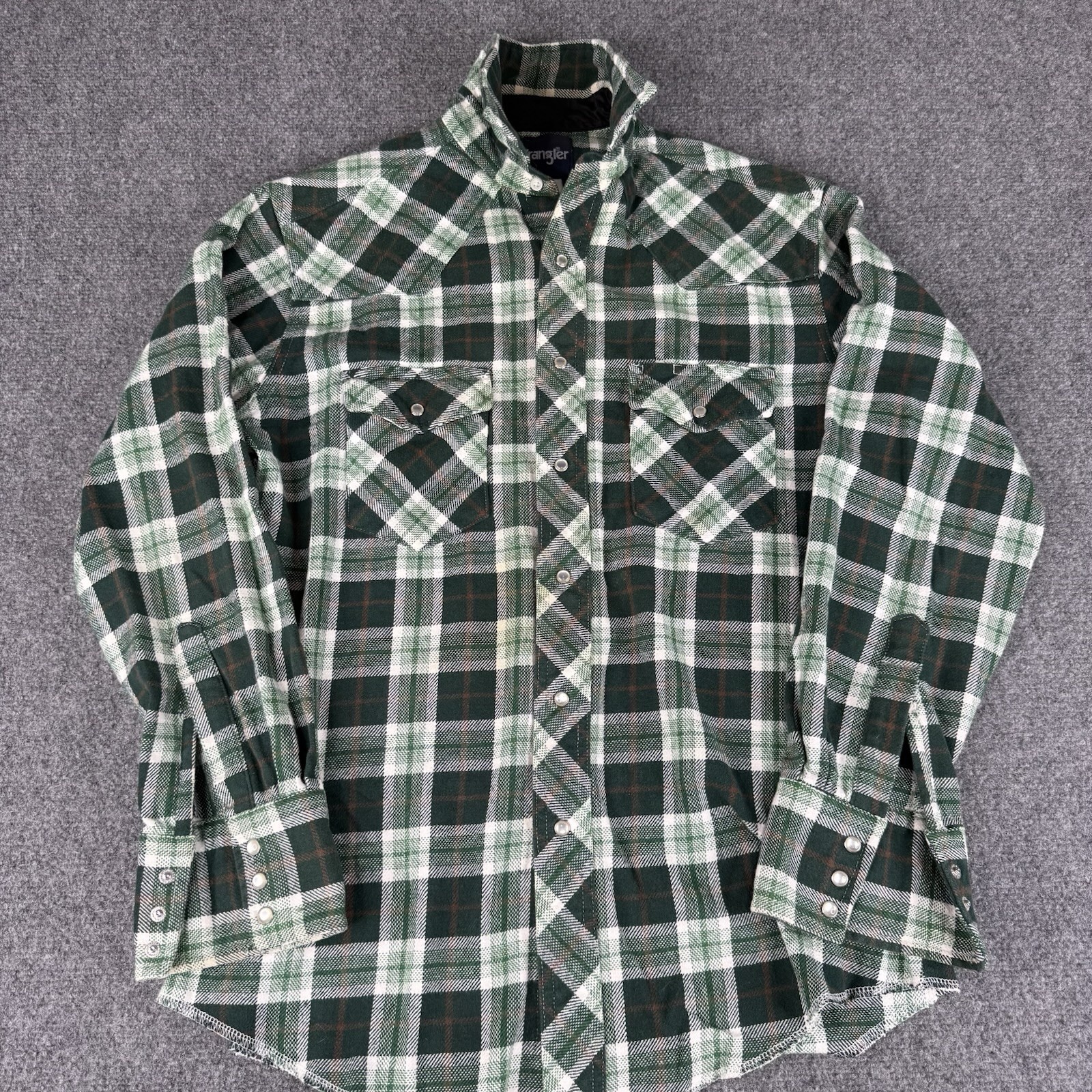 Wrangler Shirt Mens Large Multicolor Flannel Pearl Snap Western