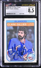 Clark Gillies Signed 1982-83 O-Pee-Chee Card #201 Islanders CGC 8.5 JSA 10 Auto