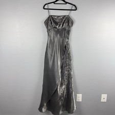 Kiki Vintage Maxi Dress Gown Women s S Silver Fairy 90s Prom Beaded Metallic