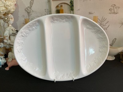 A Santos Portugal 8621 große weiße Keramik oval 3-teilig Servierschale geprägt