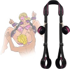 Pink BDSM Kit, Professional Sex Restraints Set with Adjustable Handcuffs and Thi