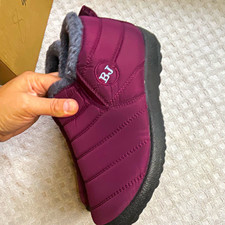 Women s Purple/Gray Bootie Faux Fur Lined Slip-On Slippers EU 40 US 8