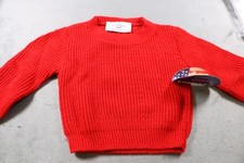 J J Poole Sweater Boys Small Red Knit Crewneck Pullover Made in USA Acrylic New