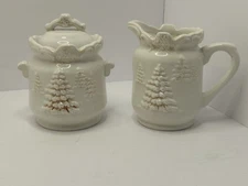 Bella Casa by Ganz Ceramic Snowflake & Pine Tree Holiday Pitcher – Festive Decor