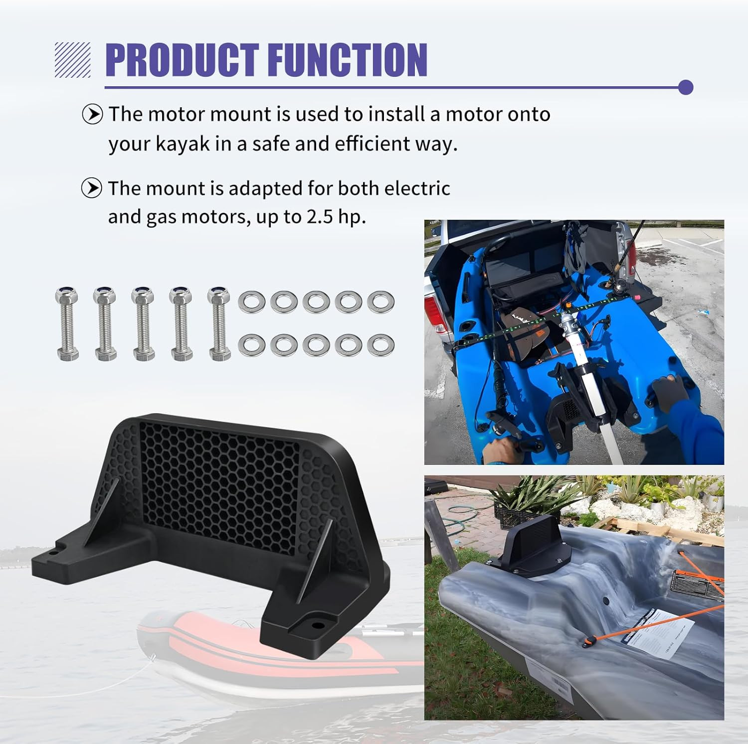 Transom Kayak Motor Mount - Kayak Trolling Motor Mount Compatible with Catch Kay