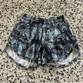 Lululemon Tracker Shorts V Black Blue Wave Print Running Gym Athletic Women’s 4