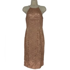 Adrianna Papell Foiled Lace Rose Gold Dress Size 2