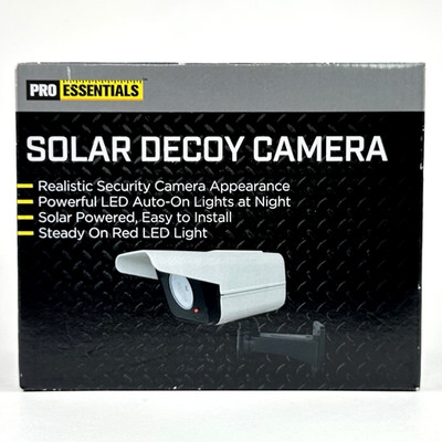 Pro Essentials Solar Decoy Camera Realistic Dummy Fake Security LED Light New