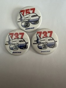 Vintage Boeing Pinback Button. 757 And 2-737Pin   Aviation