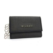 Bvlgari Key Case Weekend 32583 Black Gray Pvc Leather Unisex 6 Rows