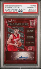 2021-22 Donruss Elite Alperen Sengun Rookie Yearbook Auto Rockets PSA 10 Pop 1!