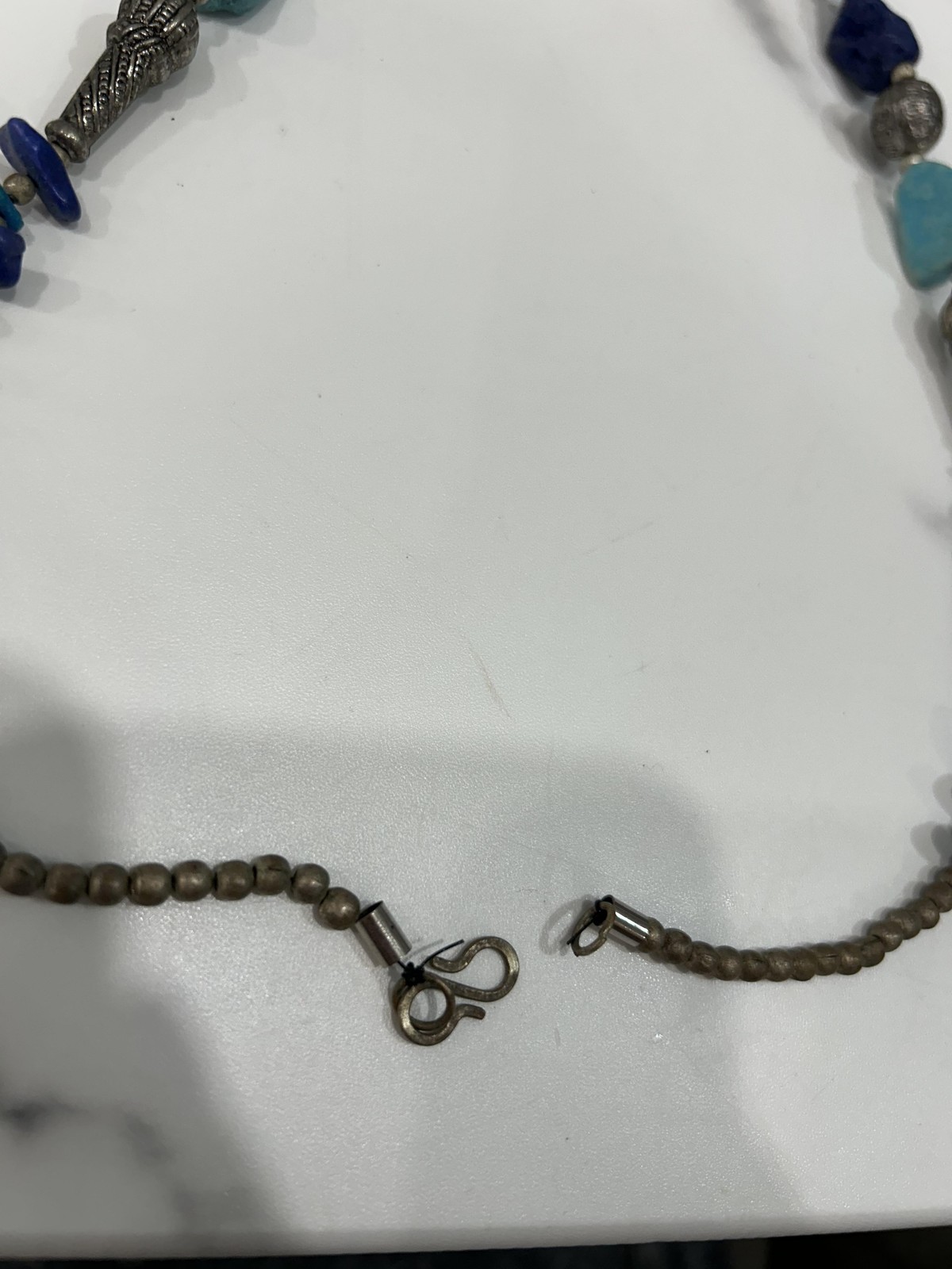 Handmade Blue Stone Beaded Statement Necklace Mos… - image 8