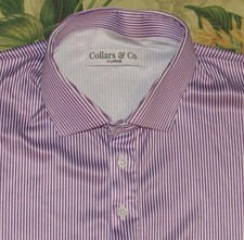COLLARS CO Purple Striped Short Sleeve Polo Shirt XL