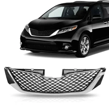 Front Upper Honeycomb Chrome Bumper Grille Assembly For 2011-2017 Toyota Sienna