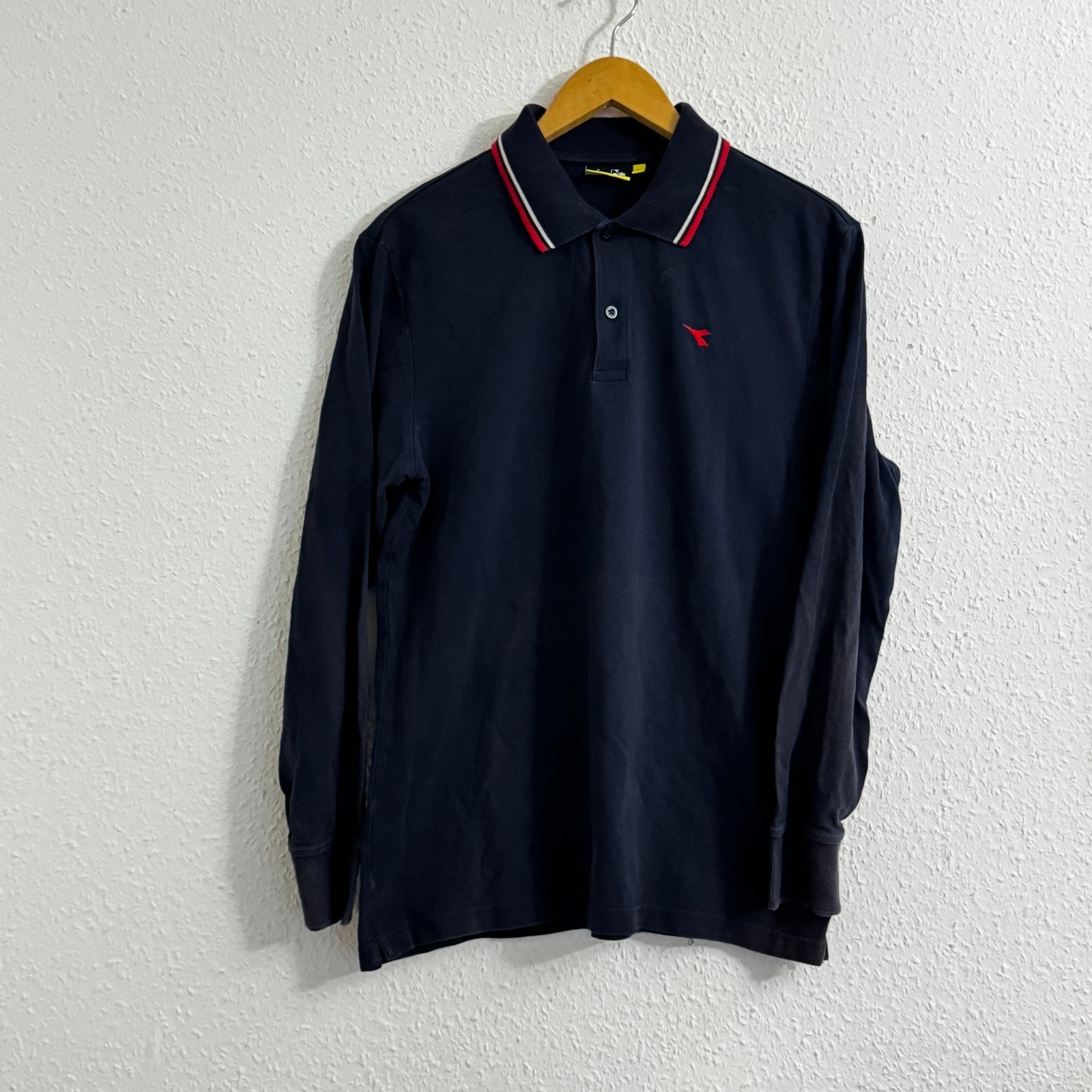 Diadora Herren Langarm-Polohemd - Marineblau, Größe L