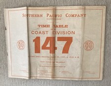 Southern Pacific 3/30/40 Horse Blanket Employee Timetable:Coast Division