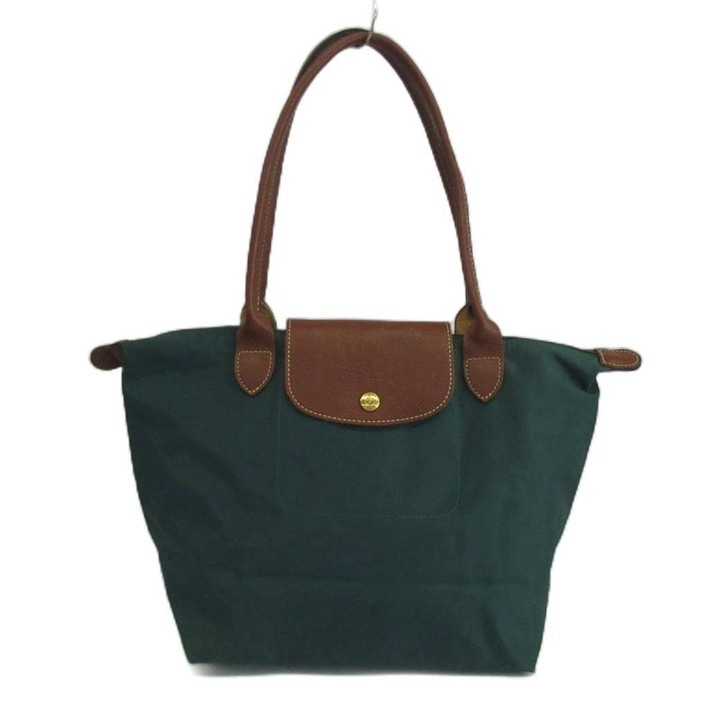 Longchamp LONGCHAMP Le Pliage handbag tote nylon leather foldable logo green bro