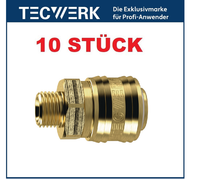 "10 StüCk Tecwerk Druckluft Messing Schnellverschlusskupplung 3/8\" Ag Dn 7,2"